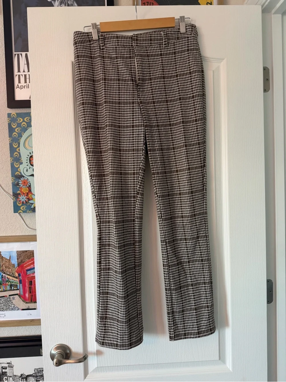 Free People Molly Houndstooth Plain Slim Fit Pants